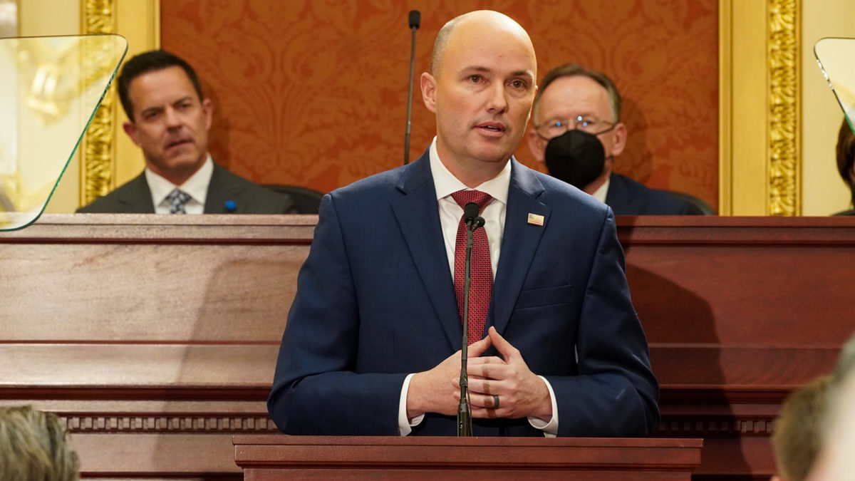 Gov. Spencer Cox during his State of the State address on Jan. 20.