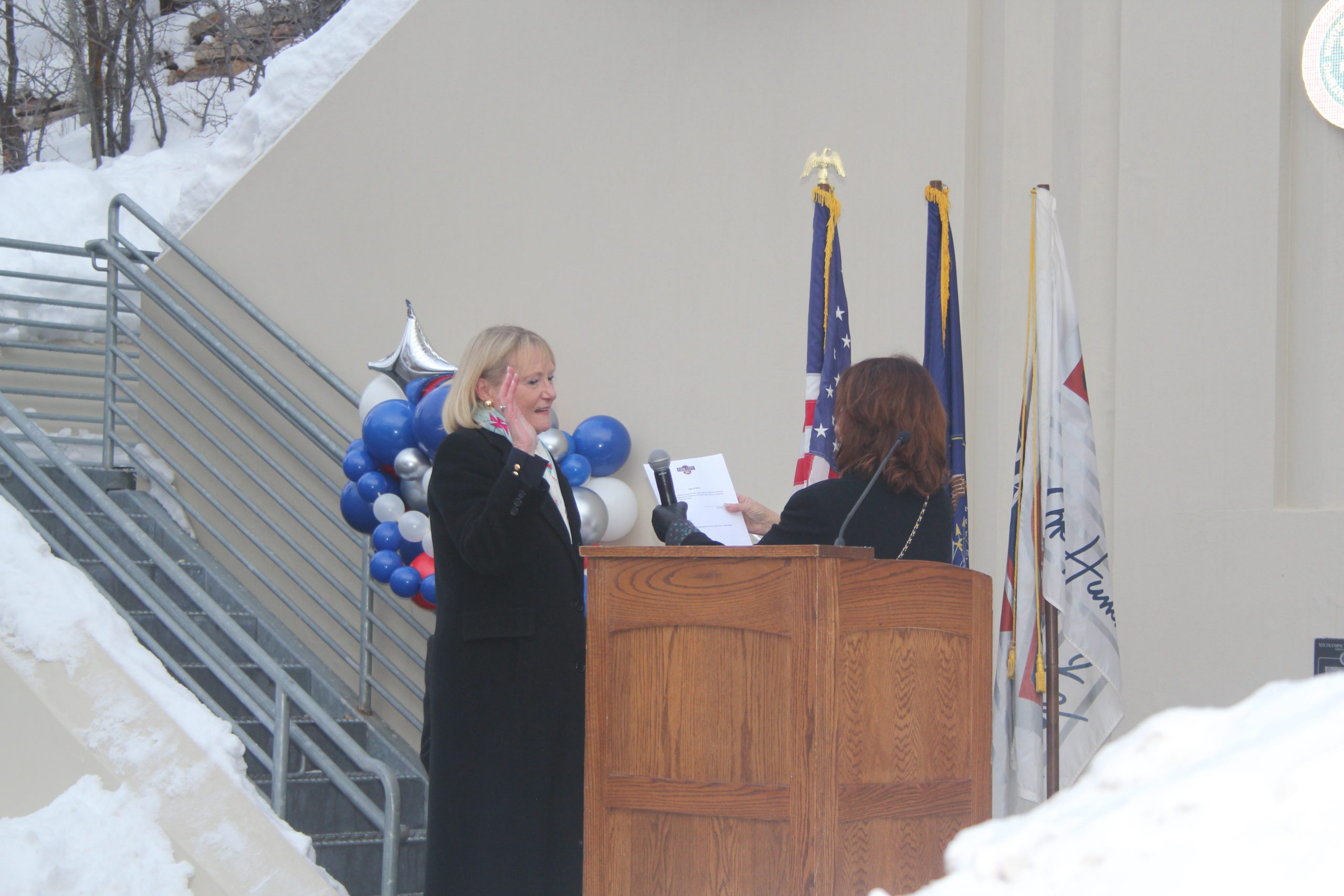 Nann Worel was sworn in as Park City Mayor on Tuesday afternoon on the steps of the Marsac Building.