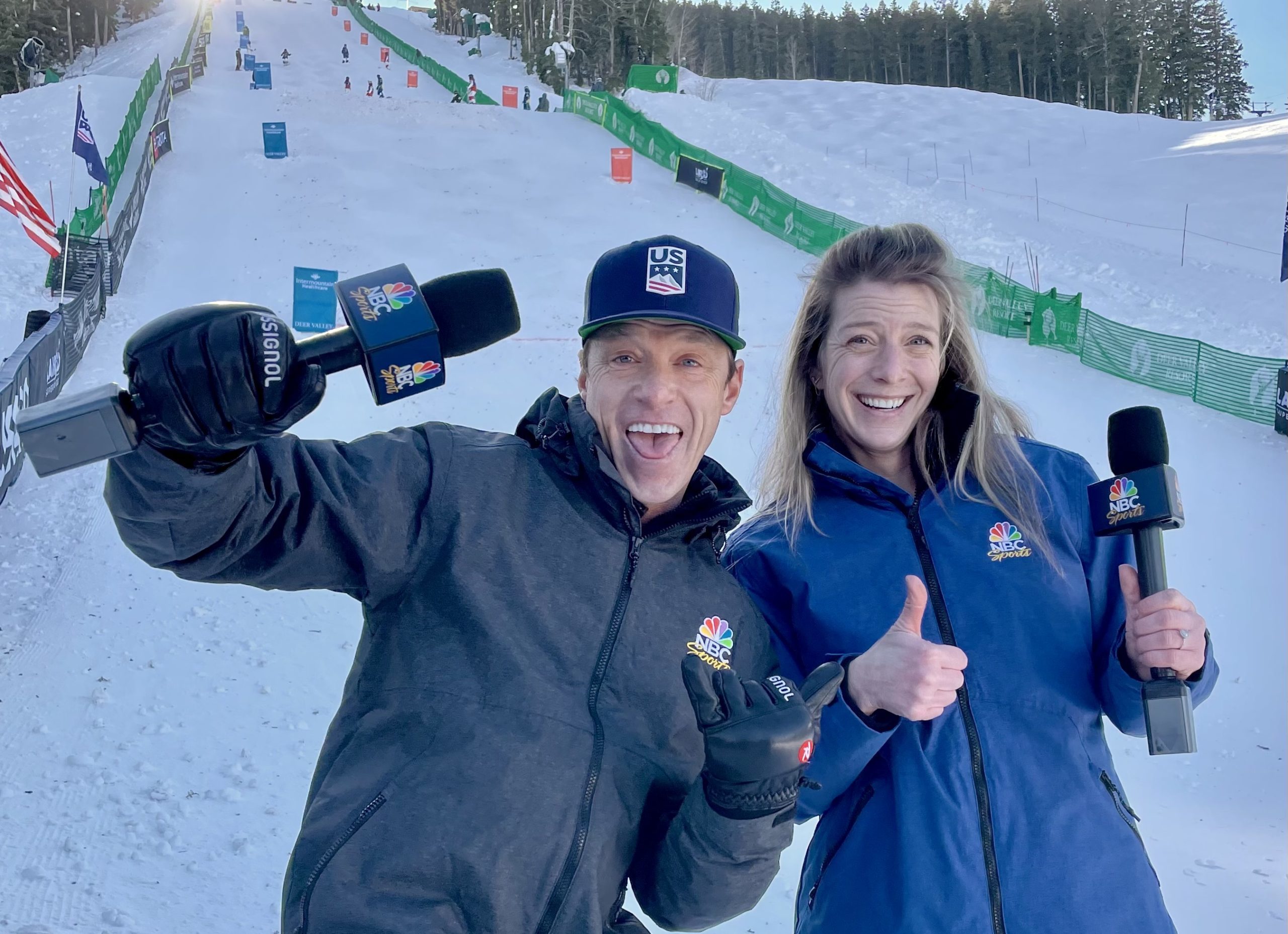 Trace Worthington and Hannah Kearney, at Deer Valley's 2022 World Cup. She's a gold and bronze medal-winning, three-time Olympic mogul skier joining NBC behind the microphone for her first time in Connecticut for the Beijing Olympic Games. Trace said, "Even though this is her first rodeo for Olympic broadcasting, she's already killin' it."