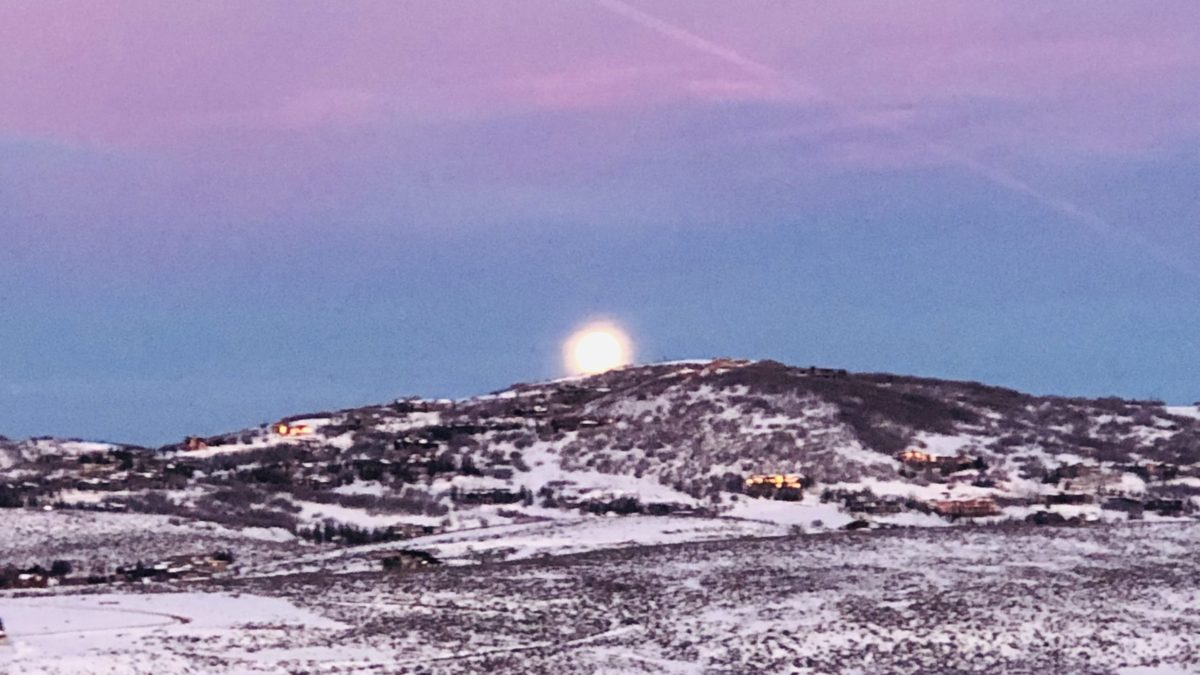 Moon setting over Summit County.