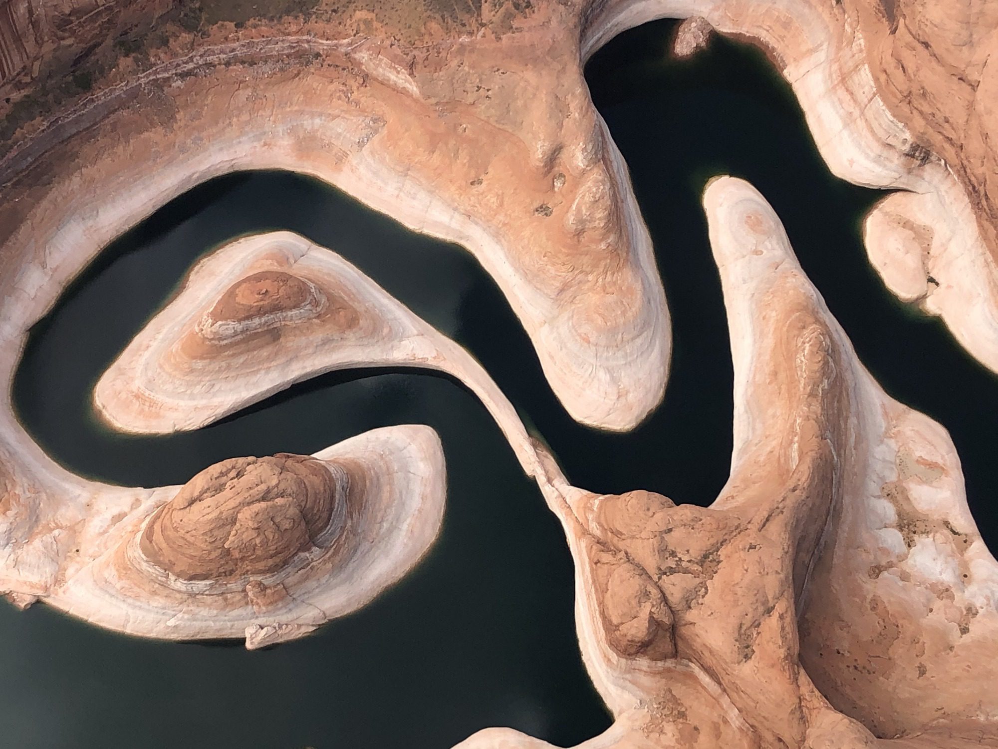 Lake Powell's Reflection Canyon is full of curving sandstone canyons.