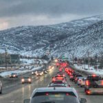 Evening traffic at Kimball Junction on SR 224, January 2022.