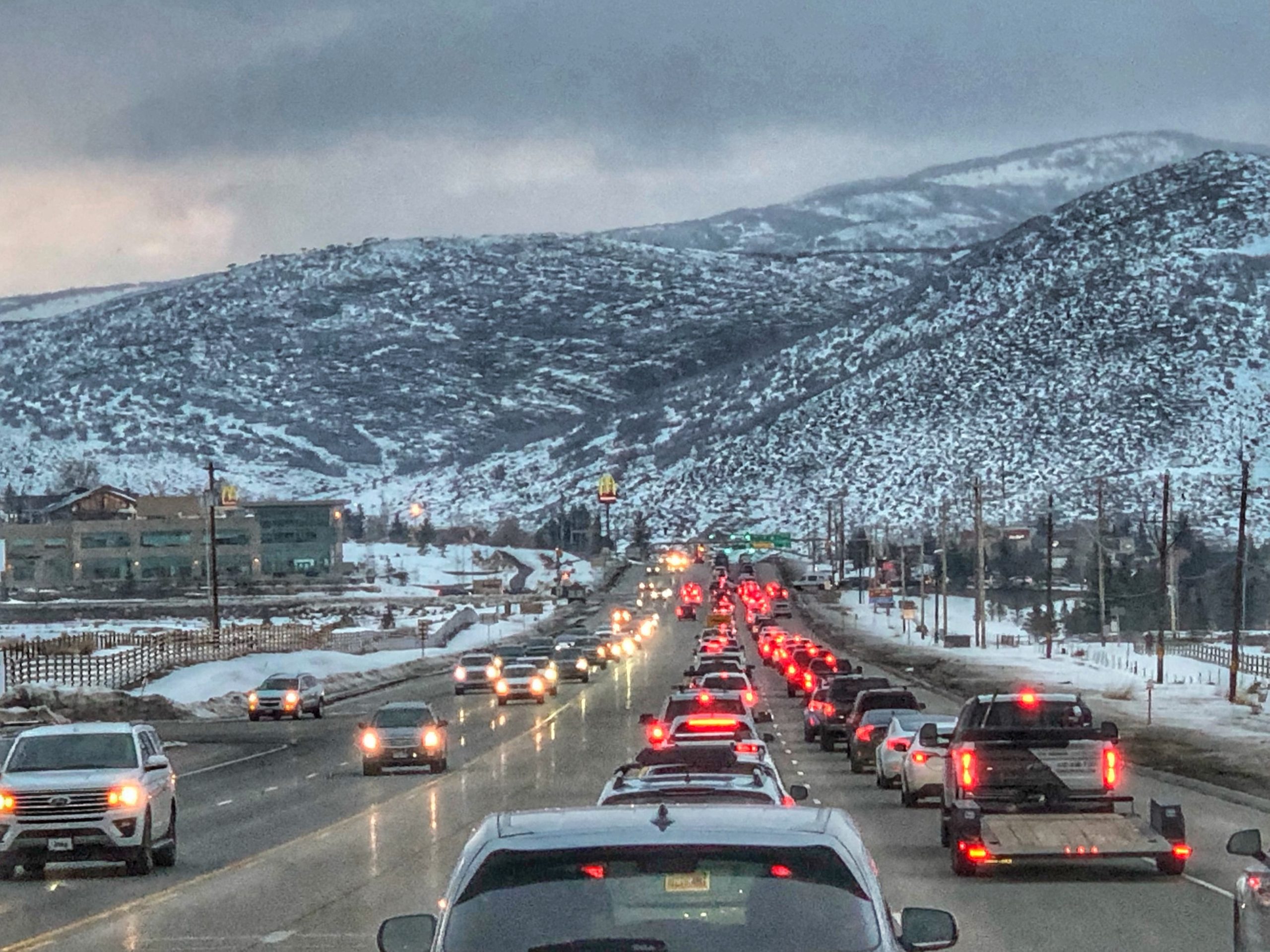 Evening traffic at Kimball Junction on SR 224.