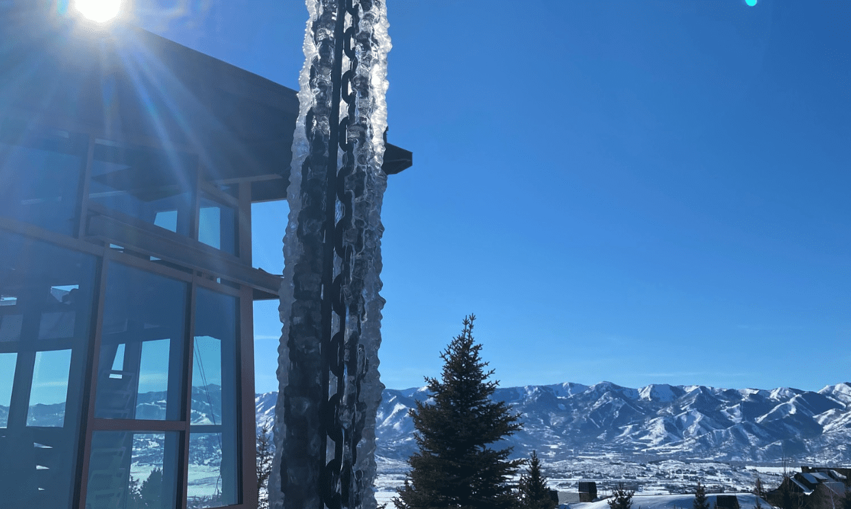 A winter vista with Park City in the background.