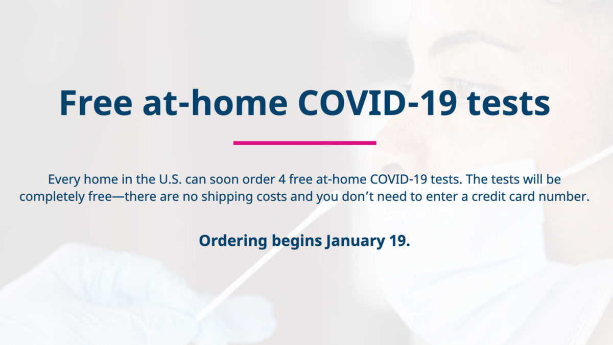 The homepage of COVIDtests.gov.