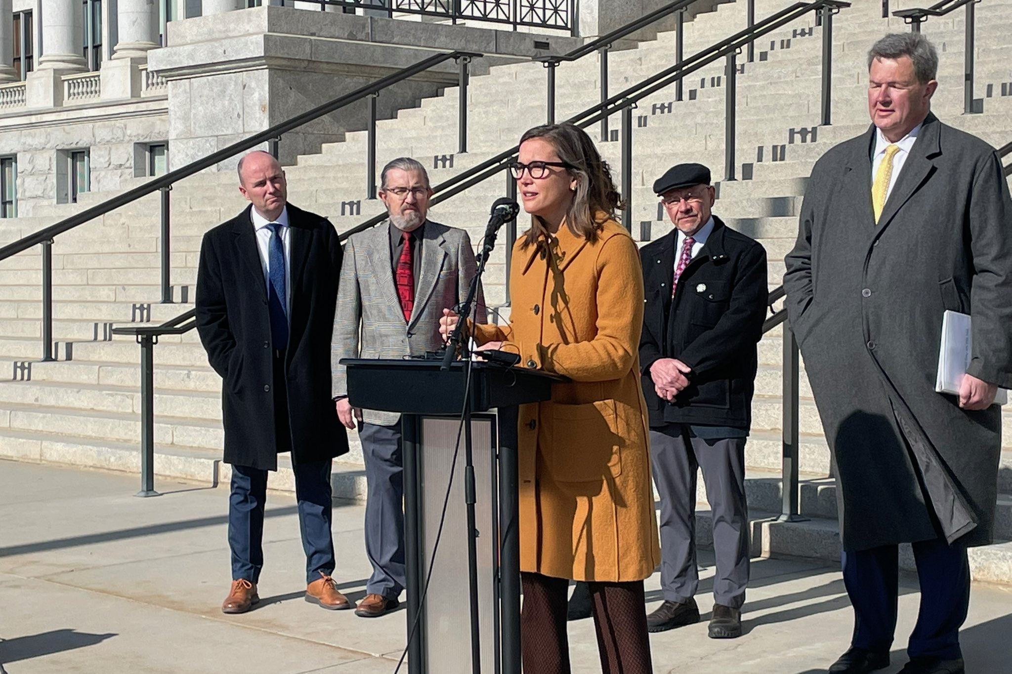 Salt Lake City Mayor Erin Mendenhall speaking at a press conference on Tuesday.