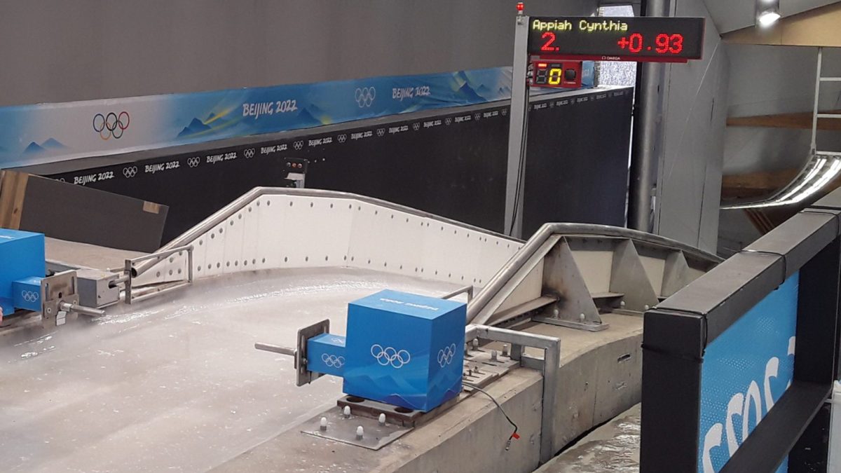The Luge start pull handles at the Beijing 2022 Winter Olympic Games.