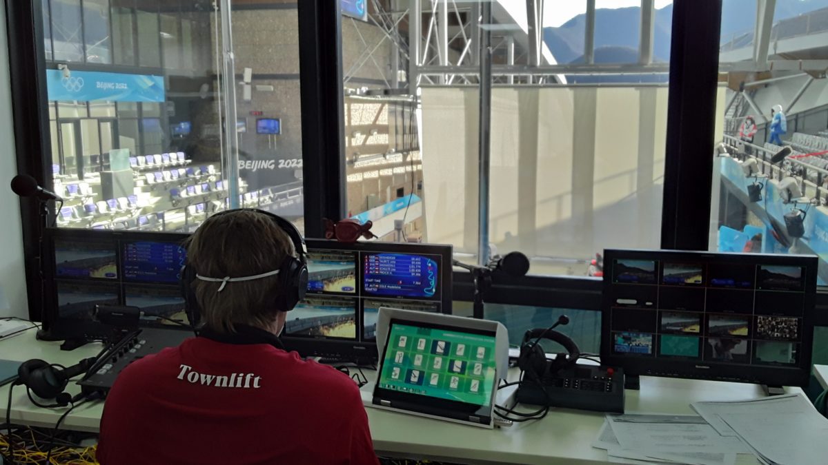 TownLift, is in the booth, calling the shots at the Luge track at the Beijing 2022 Winter Olympic Games.