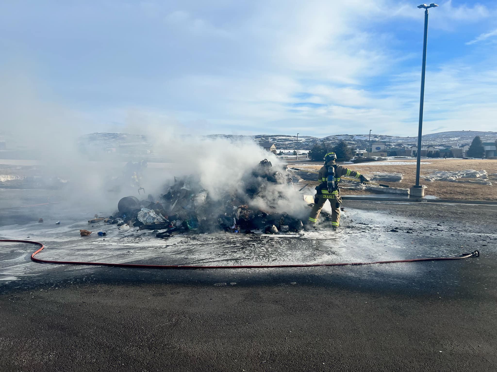 The Park City Fire Department responds to a garbage truck fire on Silver Creek Dr.