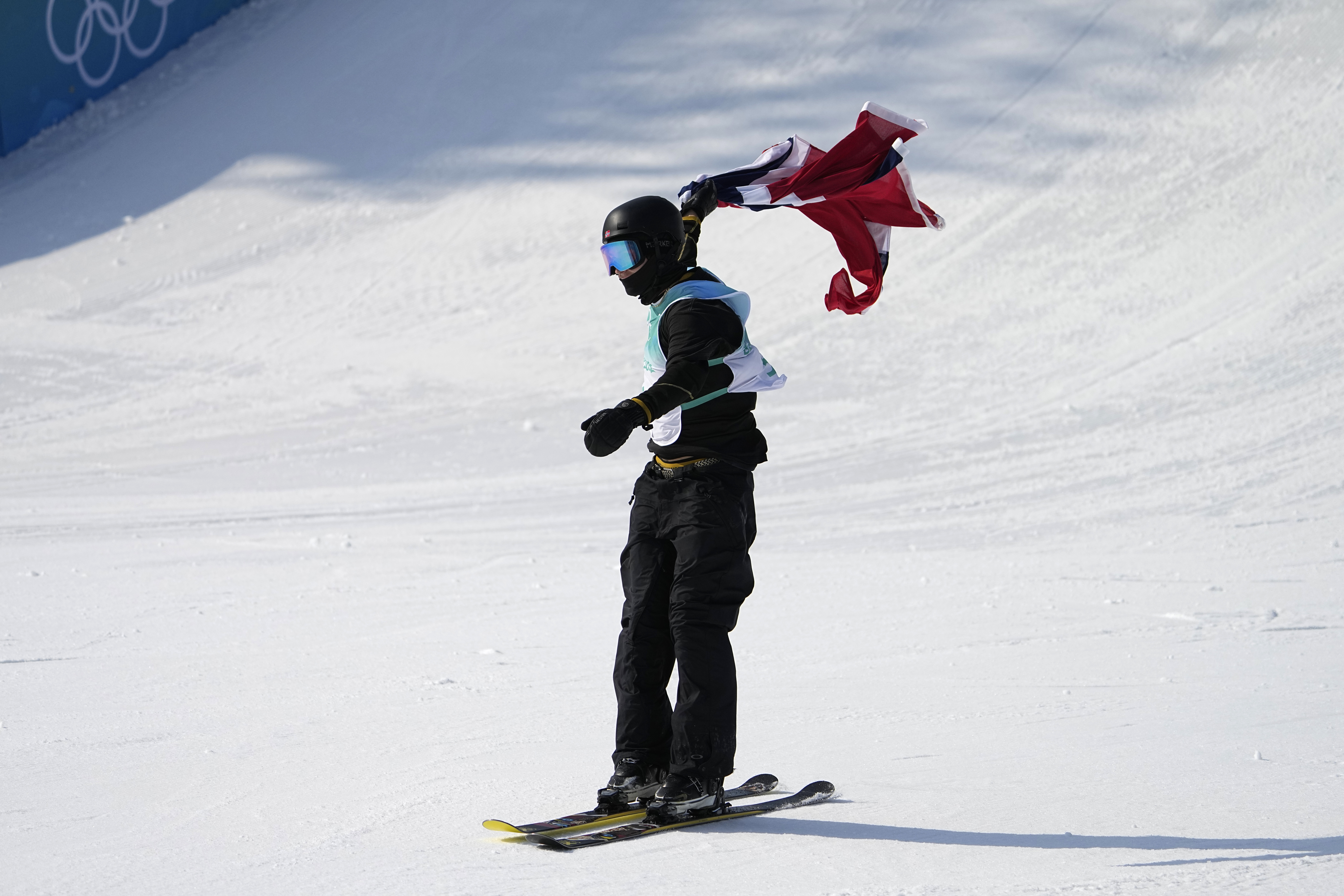 Birk Ruud of Norway celebrates after a "nice" run at the men's freestyle skiing big air finals.