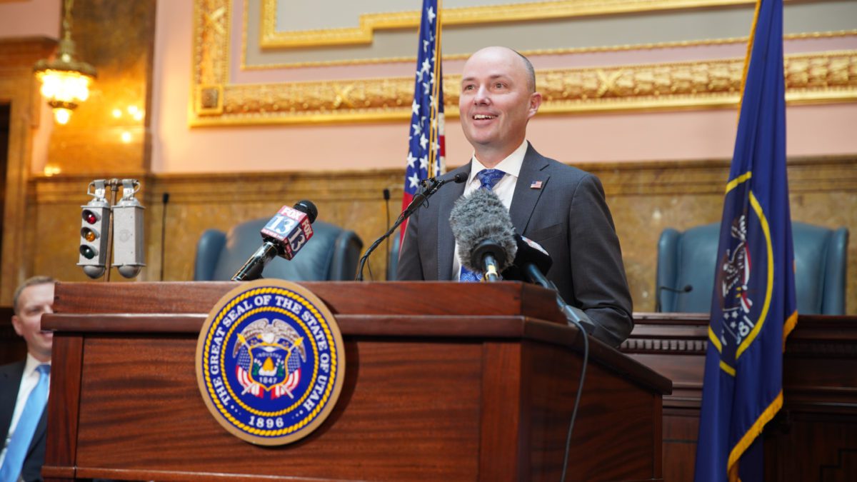 Utah Governor Spencer Cox speaks during the Utah Clean Slate Kick-Off Press Conference.