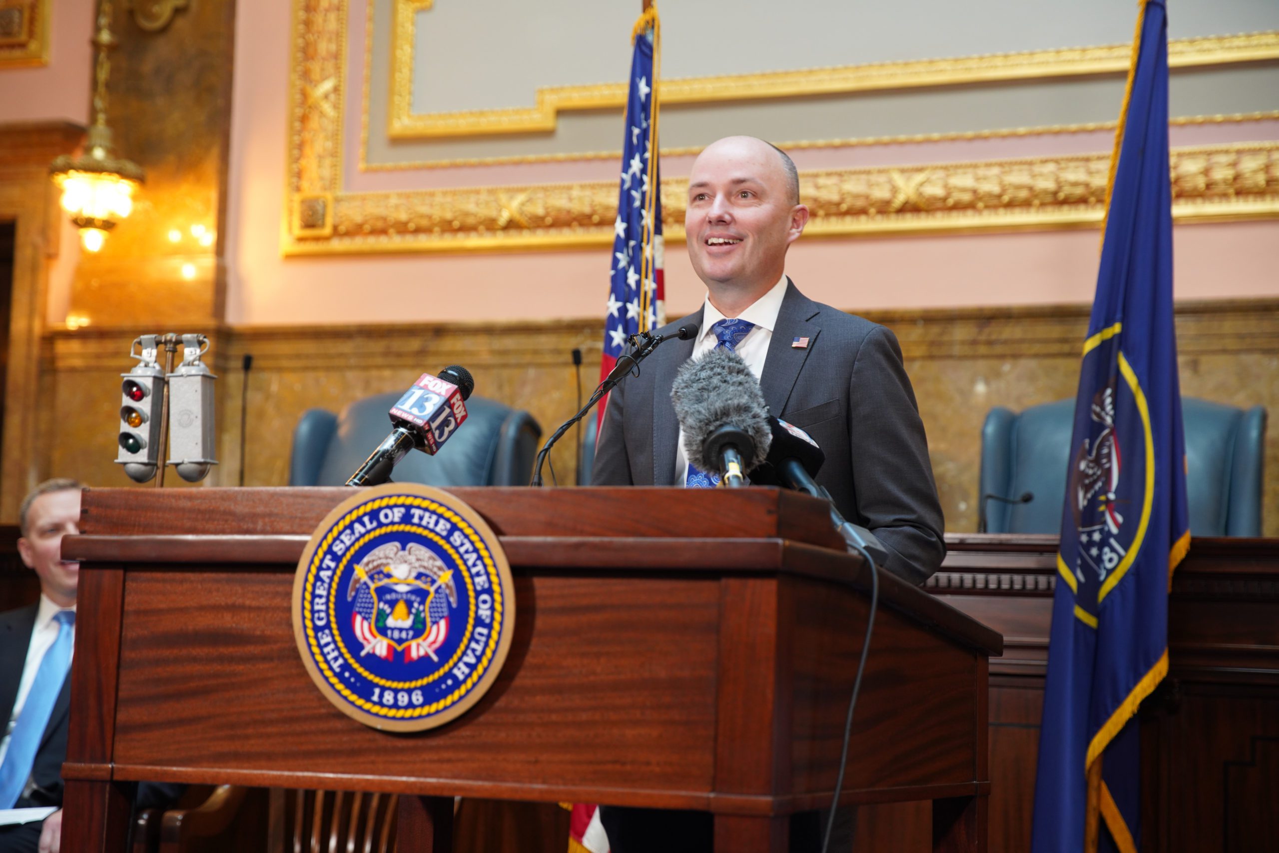 Utah Governor Spencer Cox speaks during the Utah Clean Slate Kick-Off Press Conference.