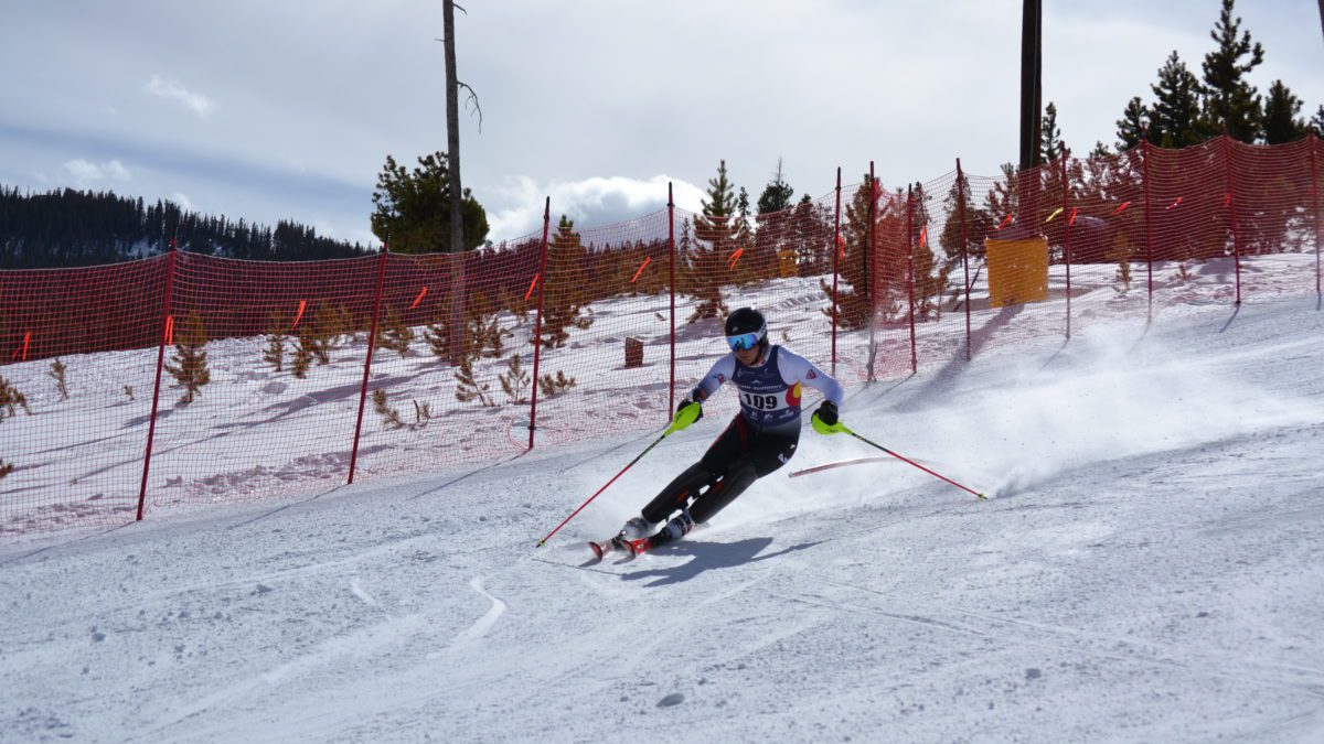 Jeremy Mathers skiing at the Denver Invitational.