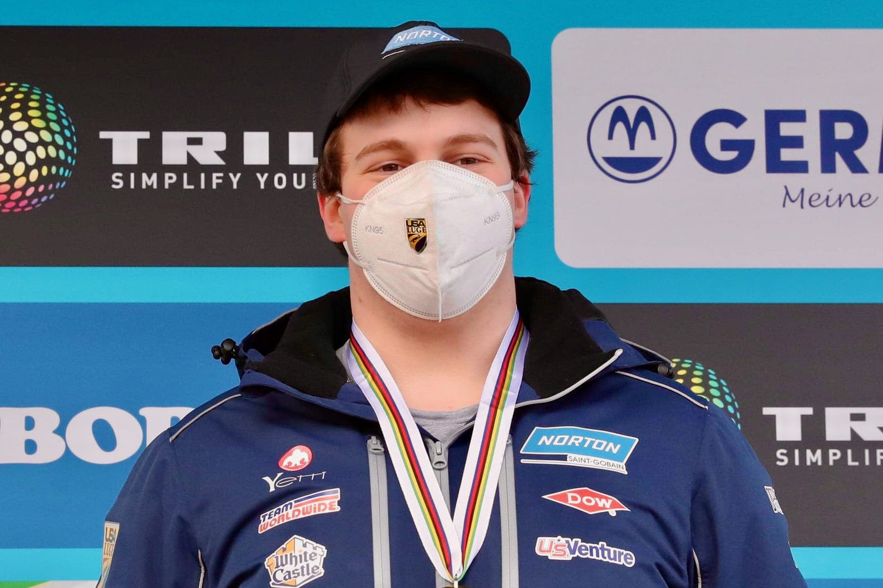 Matt Greiner wins bronze at the Junior World Championships in Germany on January 28, 2022.