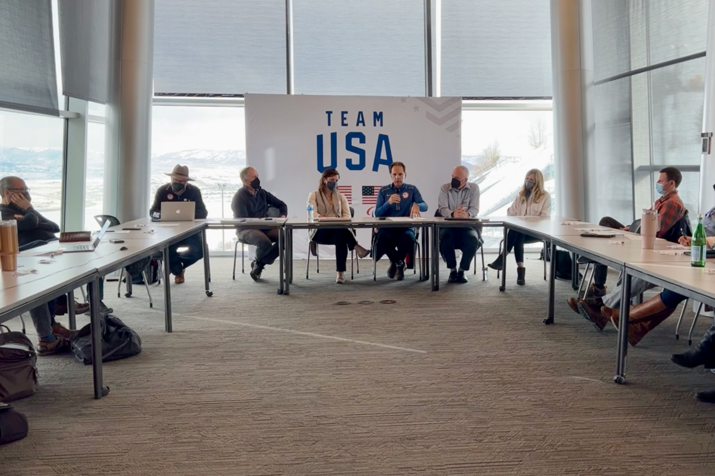 Salt Lake City-Utah Committee for the Games President and CEO Fraser Bullock speaks during the joint meeting on Tuesday at Utah Olympic Park.