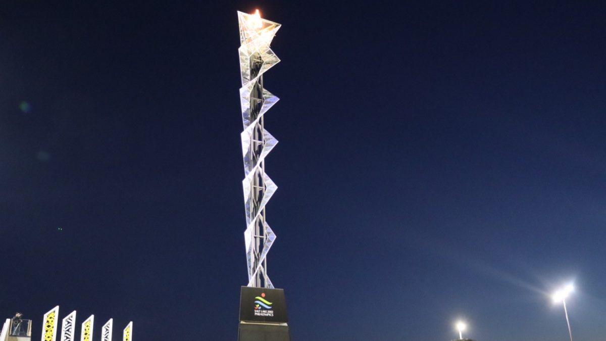 The Olympic Cauldron outside of Rice-Eccles Stadium was relit on Tuesday night to commemorate the 20th anniversary of the 2002 Winter Olympics in Utah.