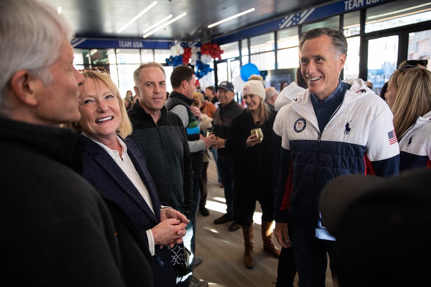 Utah Senator Mitt Romney (right) and Park City Mayor Nann Worel (left).