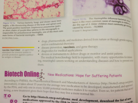 A portion of the Biotechnology textbook at Park City High School that discusses vaccines.