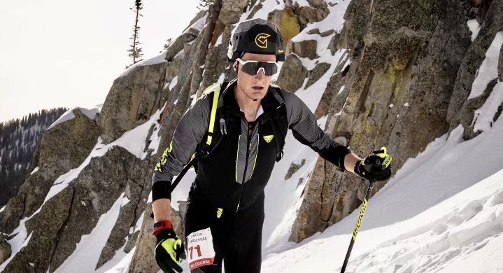 Adam Loomis on his way to a second place in the Wasatch Powderkeg Skimo race at Brighton on Saturday, his birthday.