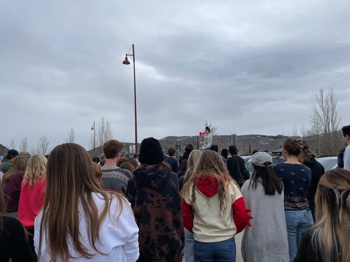 Park City High School students walked out of school on Thursday to protest nationwide anti-LGBTQ legislation.