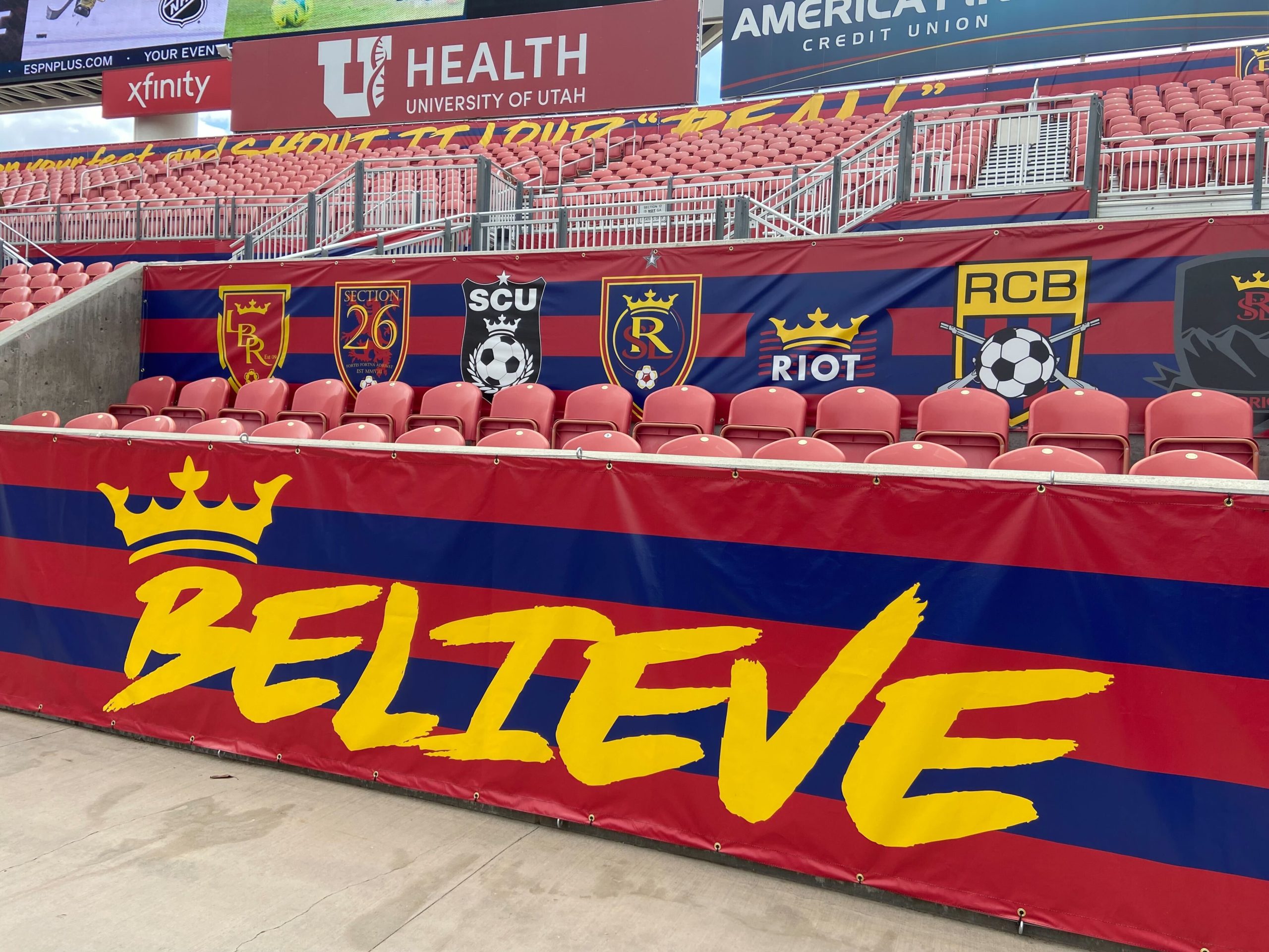Real Salt Lake "Believe" banner in the RioT.
