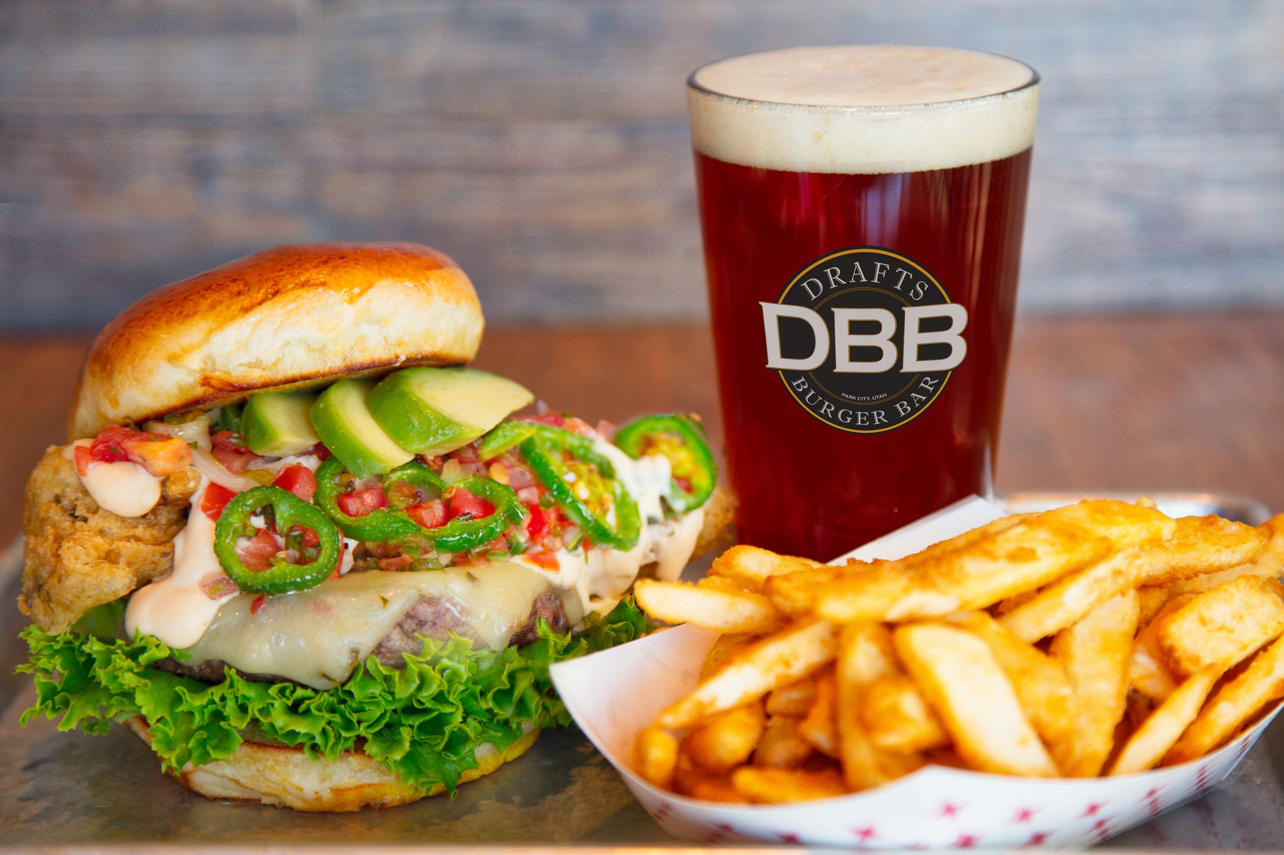 Drafts Burger Bar has over 50 beers from around the world, a perfect pair with a classic or creative burger.