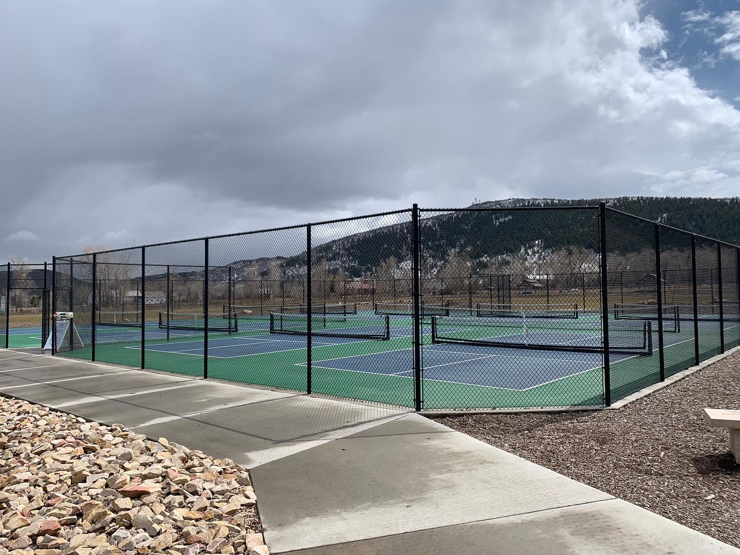 The tennis courts at Willow Creek Park.