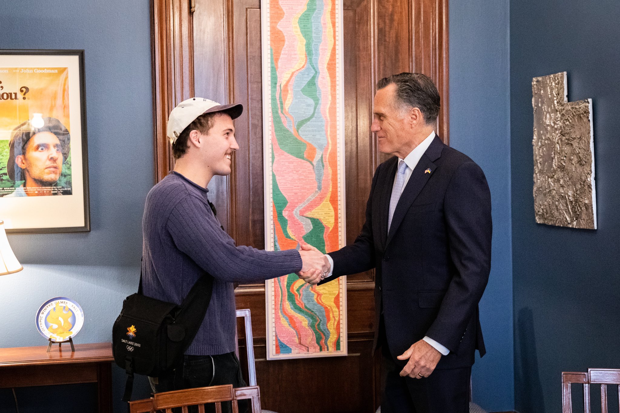 Sen. Mitt Romney and Ritt Momney meeting in the nation's capitol on Wednesday.