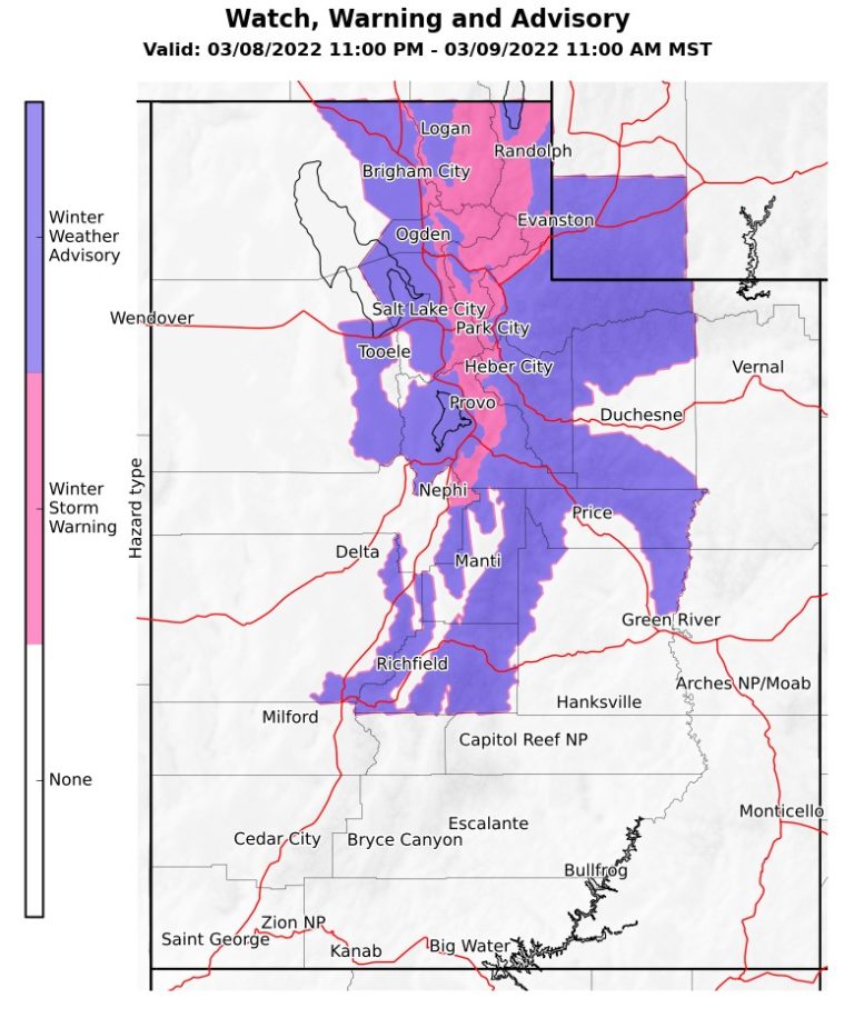 Winter storm warnings and advisories in effect in northern Utah on ...