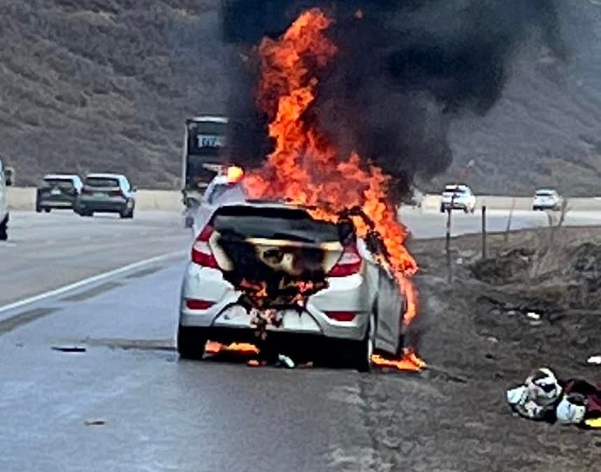 No one was hurt after a vehicle fire on I-80 EB.