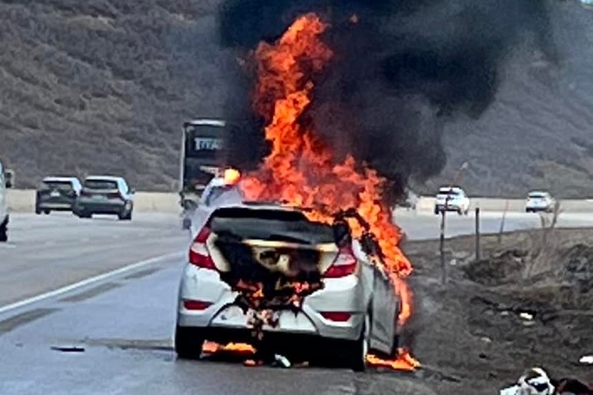 No one was hurt after a vehicle fire on I-80 EB.