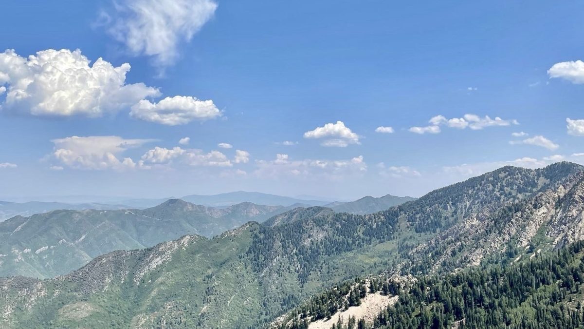 The view of a dry Wasatch from the top of Mt. Olympus. This photo was taken hours before the Parley's Canyon fire erupted along I-80 in August 2021.