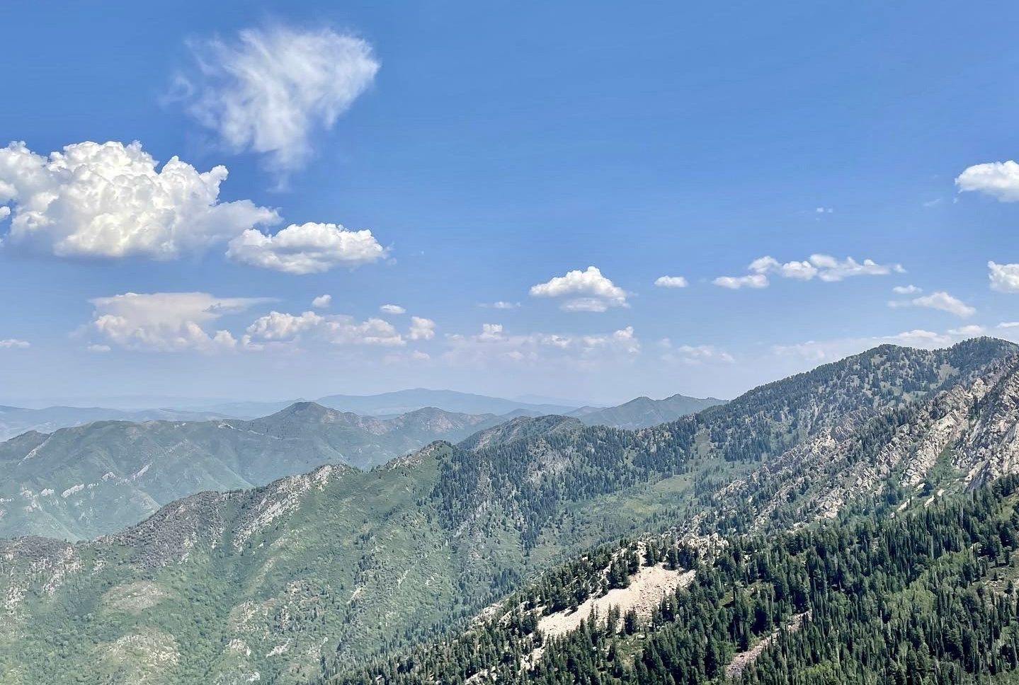 The view of a dry Wasatch from the top of Mt. Olympus. This photo was taken hours before the Parley's Canyon fire erupted along I-80 in August 2021.