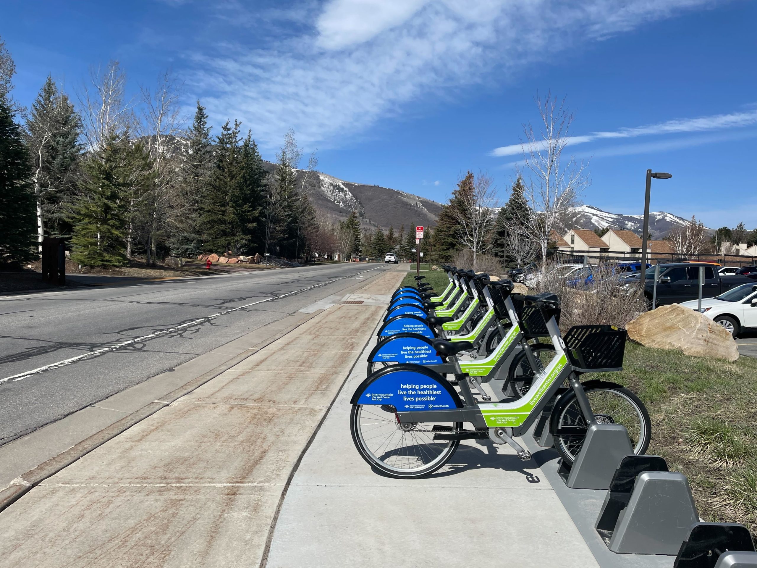 The Summit Bike Share station in front of the PC MARC.