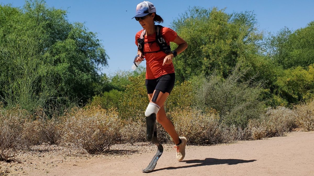 Jacky Hunt-Broersma runs her 102nd marathon in 102 days, this one at Veterans Oasis Park, Thursday, April 28, in Chandler, Ariz.
