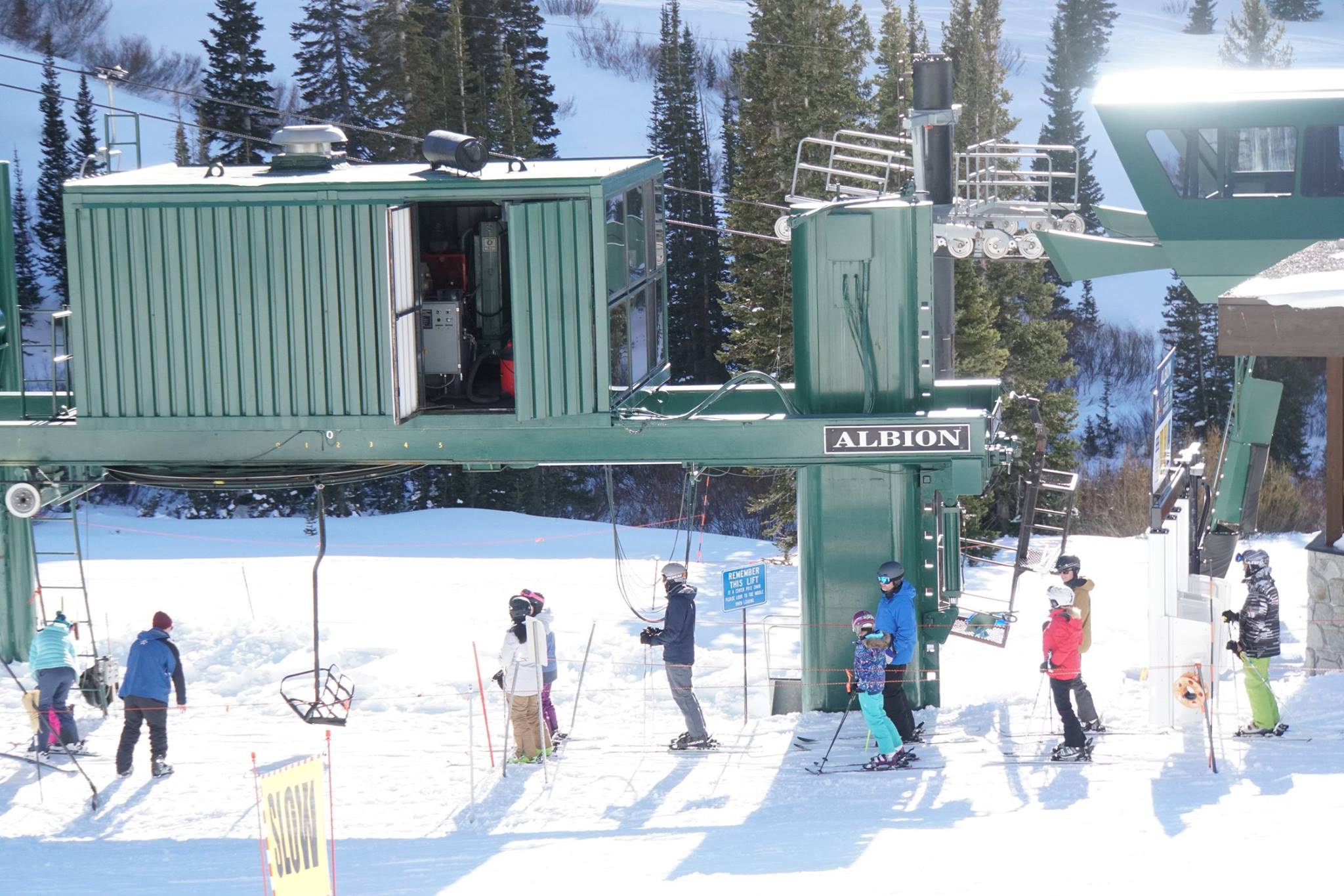 Skiers in line for the Albion lift in December 2017.