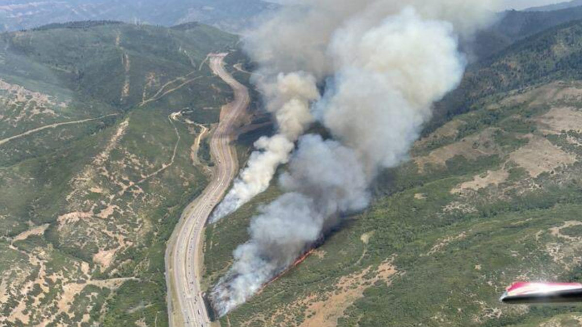 Aerial footage of the Parley's Canyon Fire from Saturday, August 14, 2021.