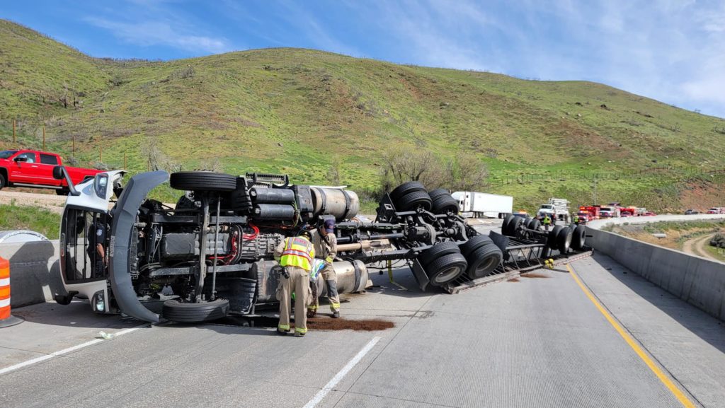 Semi Rollover on I-80 West in Summit County - TownLift, Park City News