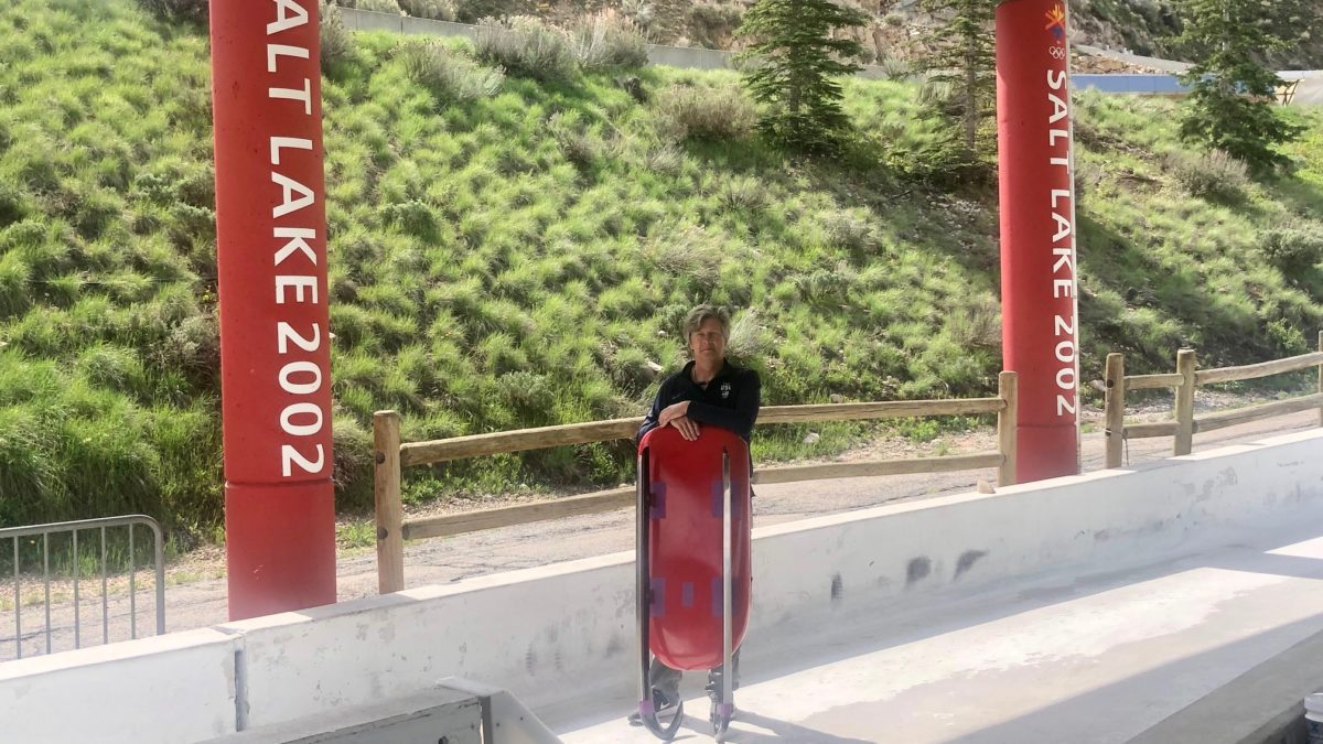 This photo of John Owen, holding a luge sled pod used by Olympic silver medalist Chris Mazdzer, was taken in June, 2022, 22 years after Owen was the first Luger down the 2002 track.