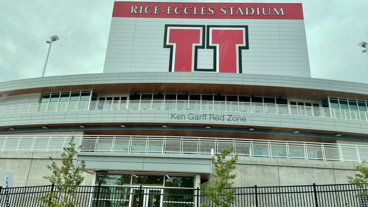 Outside Rice-Eccles Stadium at the University of Utah.