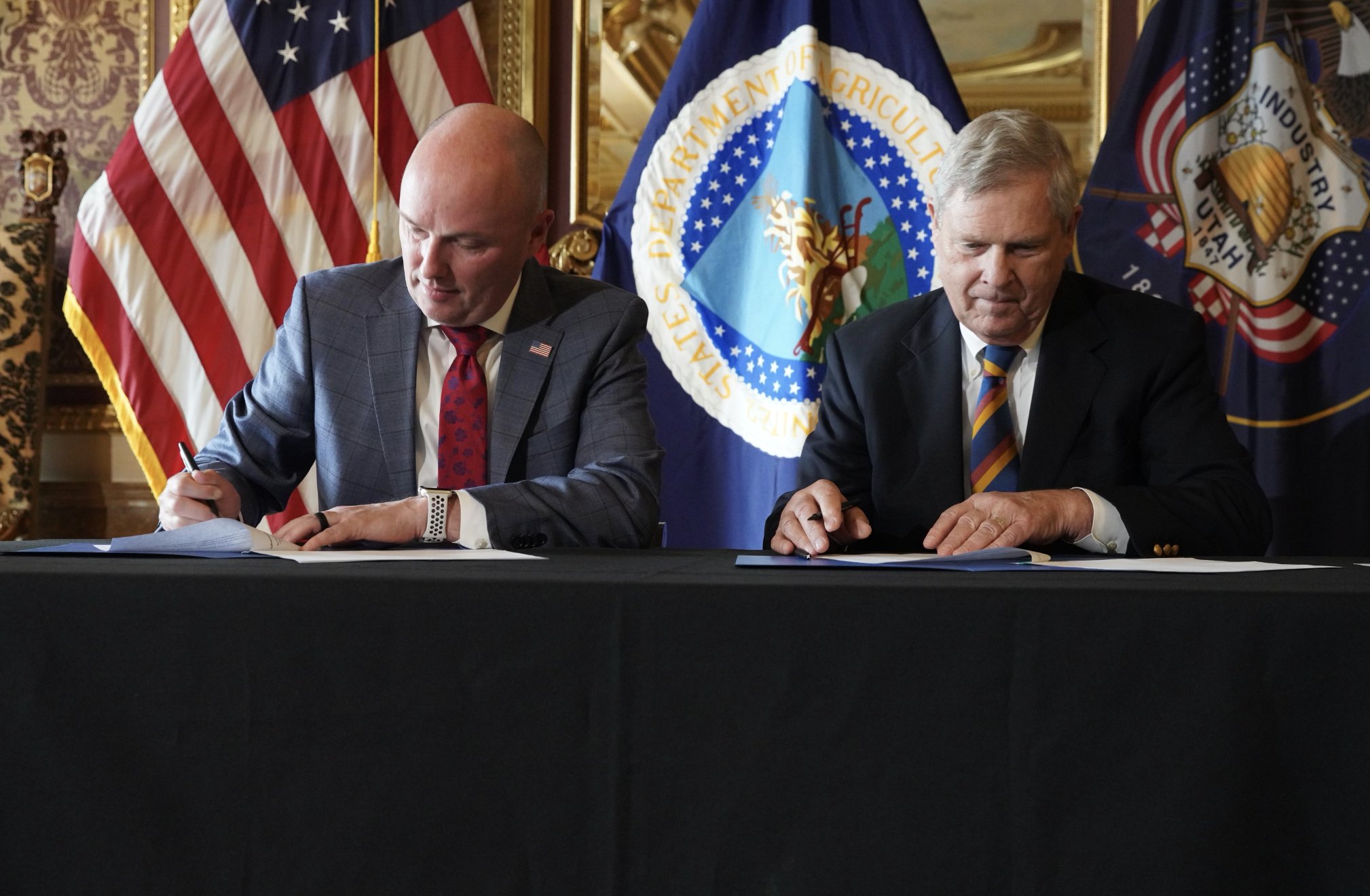 Gov. Spencer Cox and Secretary of Agriculture Tom Vilsack on Thursday.