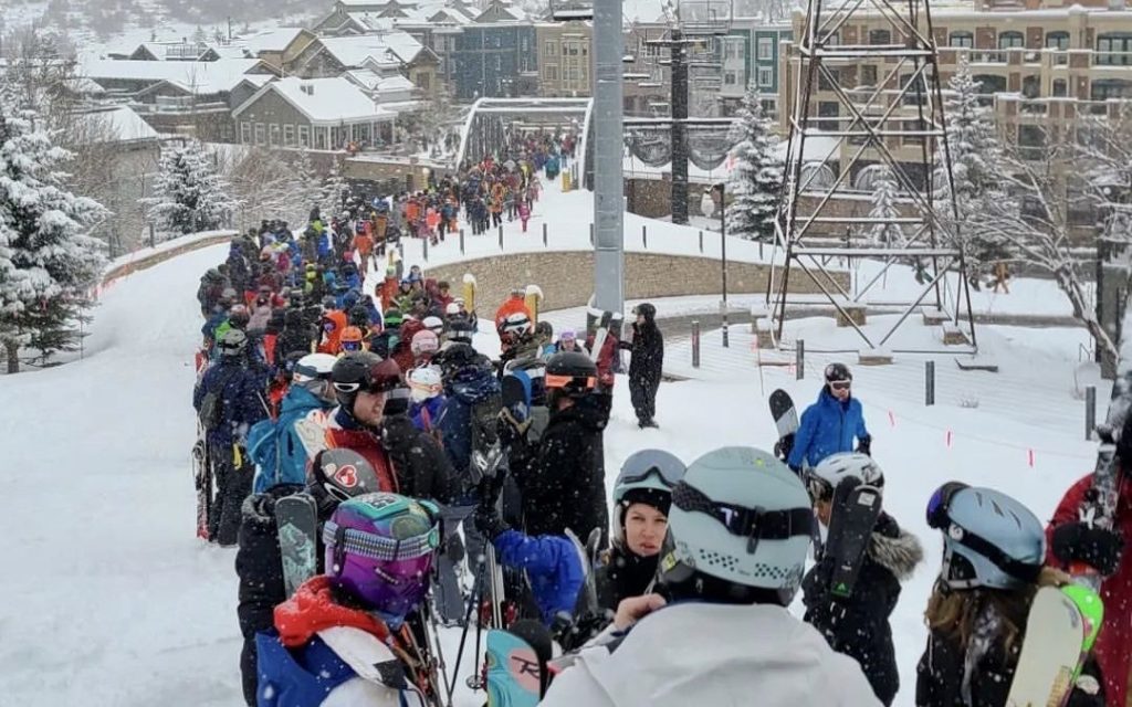 The line for the Town Lift on Sunday, March 6.