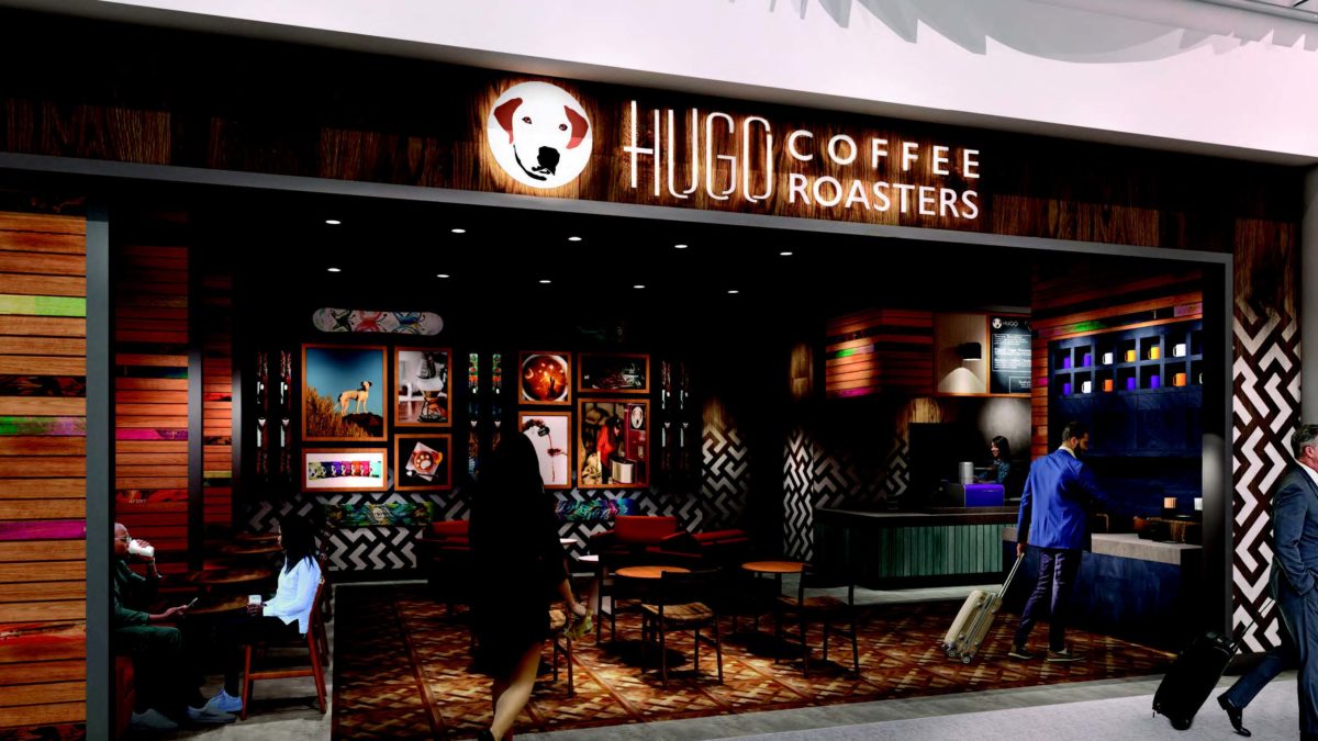 A rendering of the Hugo Coffee space in SLC Airport, slated to open in November 2023.