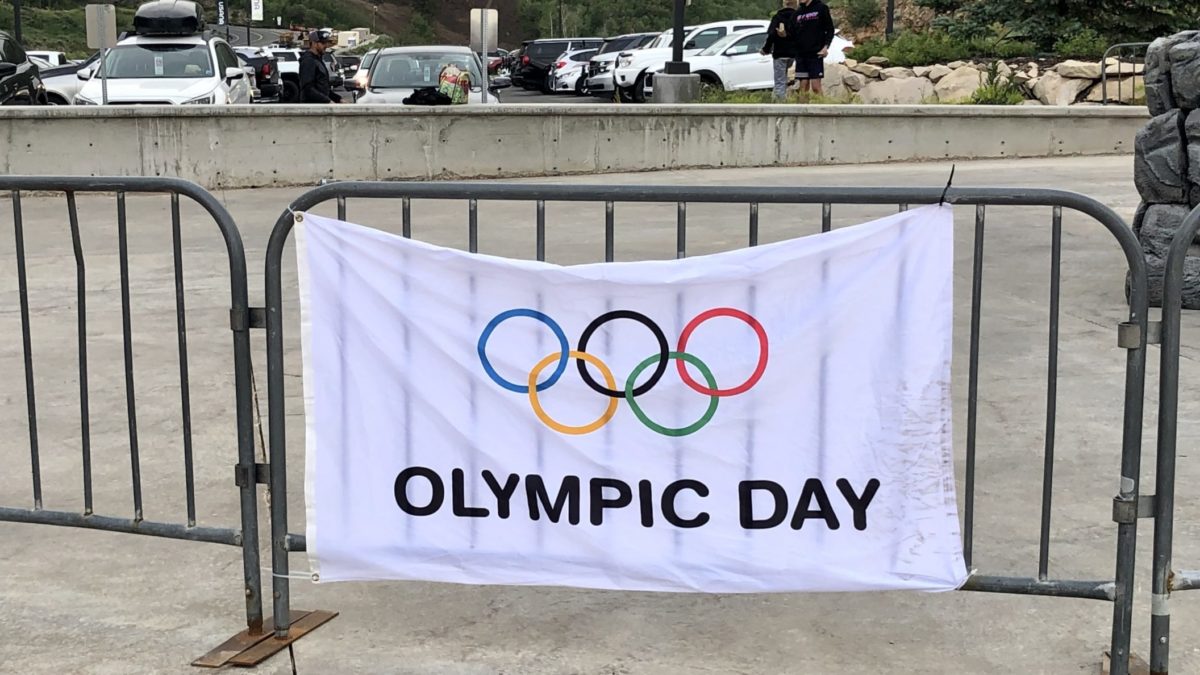 Olympic Day flag at the Utah Olympic Park.