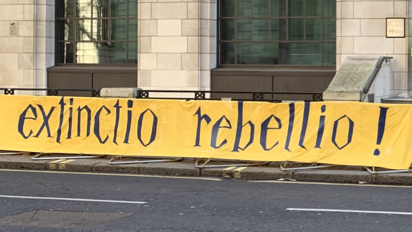 Outside an Extinction Rebellion protest in London in 2019.