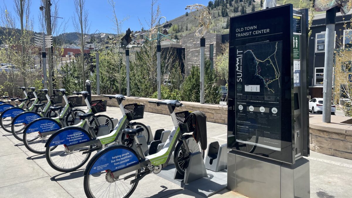The Summit Bike Share station at the Old Town Transit Center.