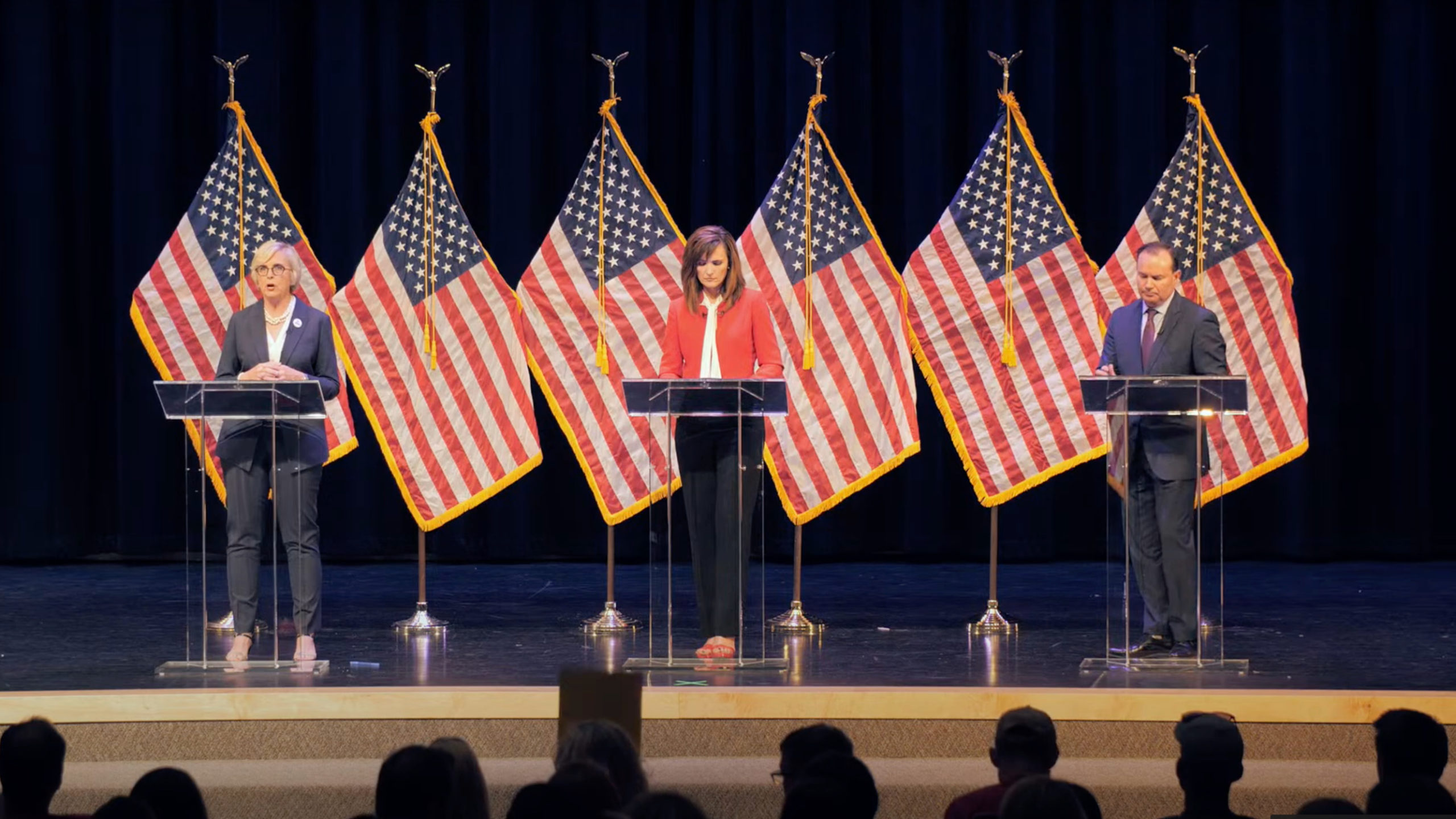 Senate candidates (left to right) Becky Edwards, Ally Isom, and incumbent Mike Lee.