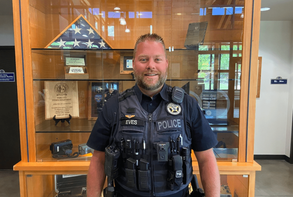 Officer Clayton Eves has now served in law enforcement for over 18 years and has just reached his year mark in Park City.