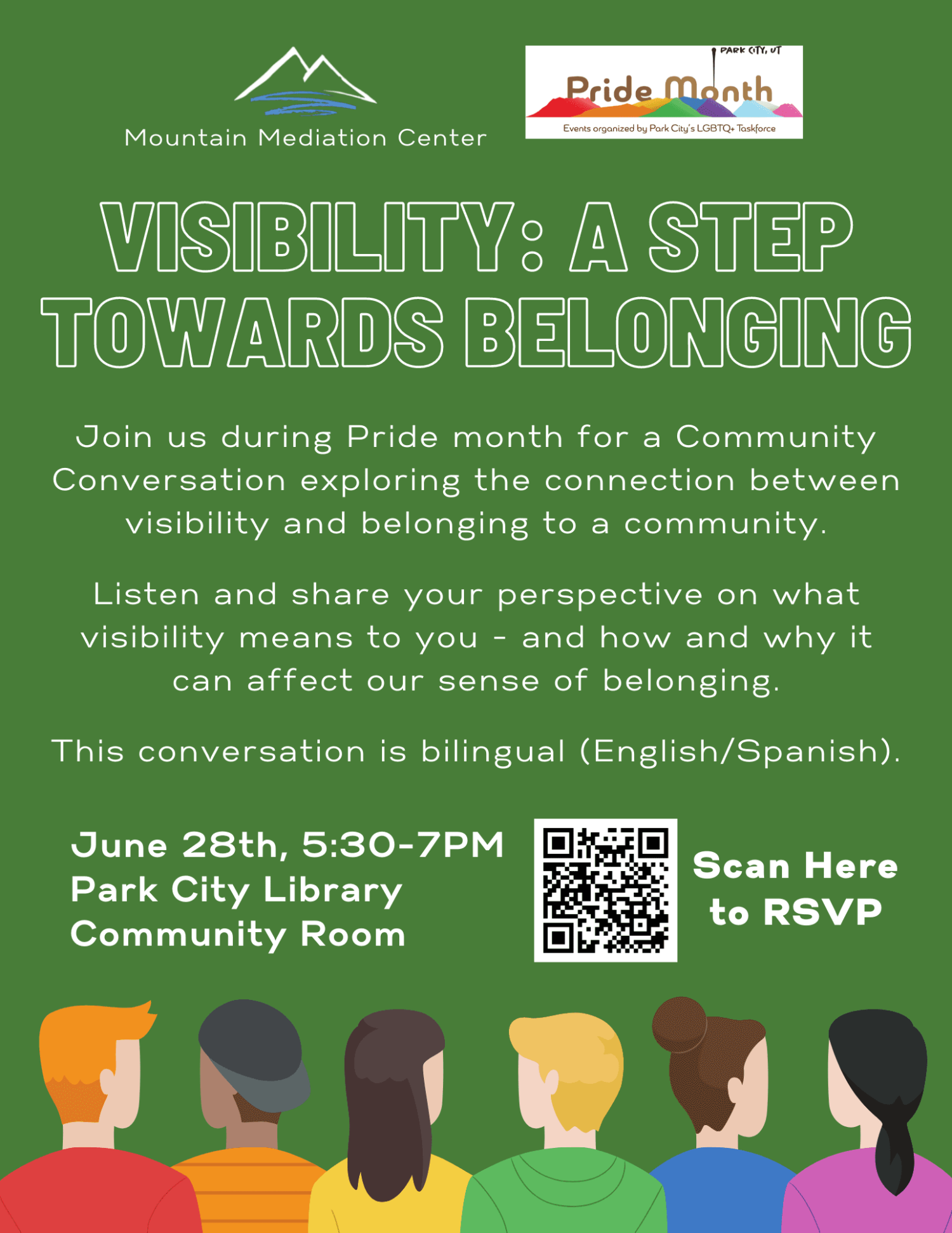 Flyer for conversation on June 28th.