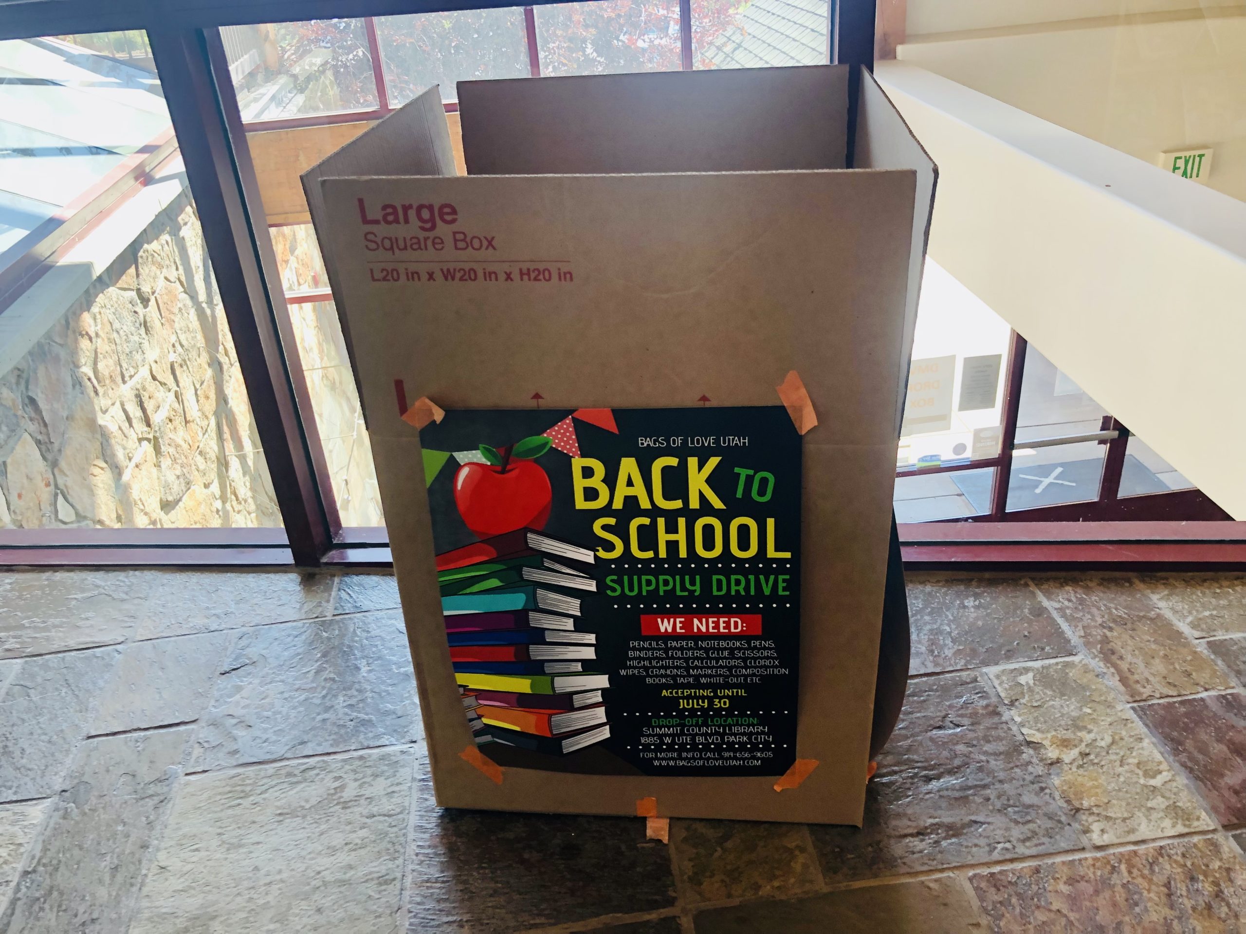 School supplies drive at the Summit County Library.